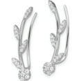 thumbnail image 2 of Sterling Silver Rh-Plated Cz Flower With Stem Ear Climber Earrings (27.4 X 6.5) Made In China qe13481, 2 of 5