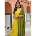 thumbnail image 5 of Janasya Indian Women's Yellow Georgette Solid Kurta with Palazzo and Dupatta, 5 of 7