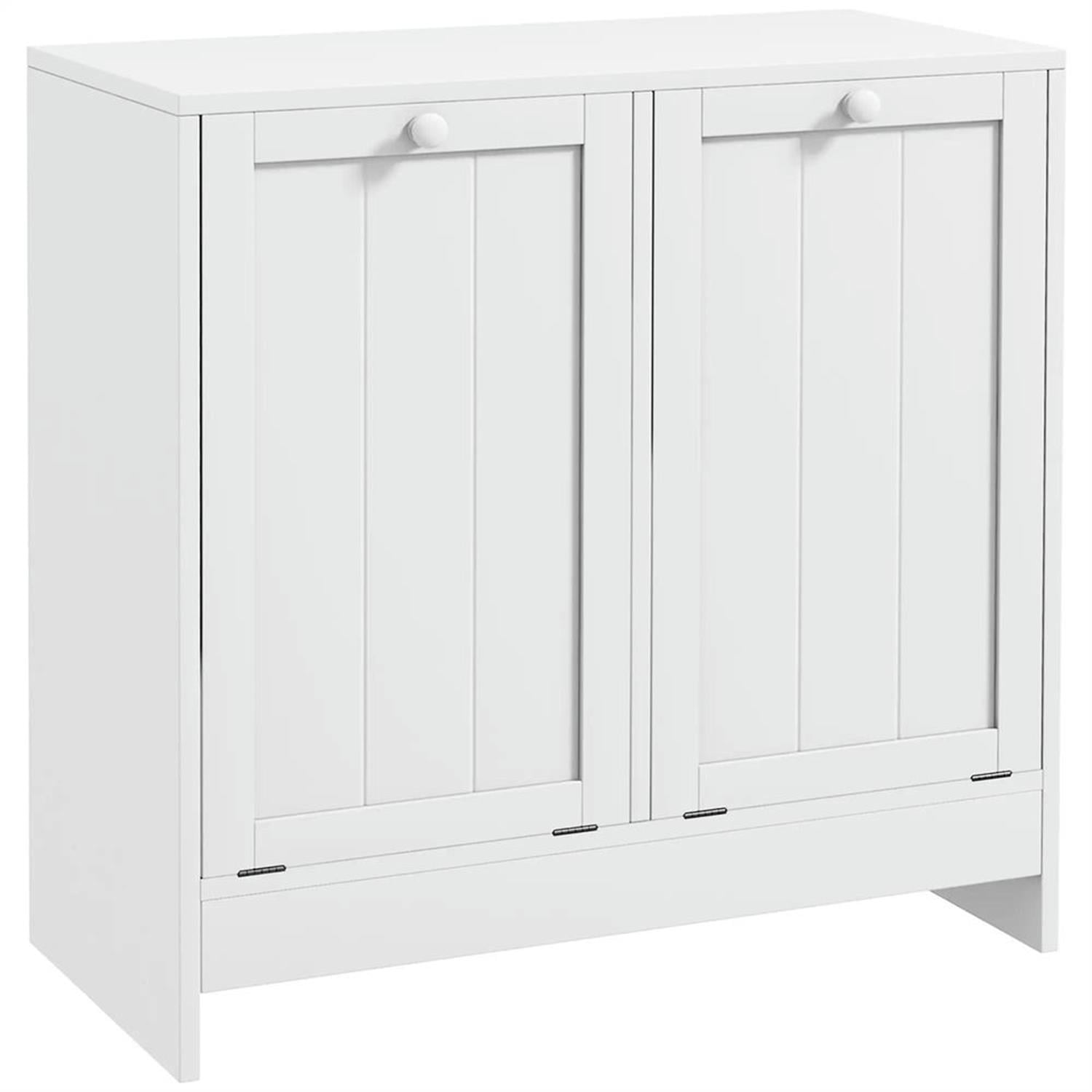 Demi Bonn 26" Bathroom Storage Cabinet with Tilt-Out Trash, Laundry Cabinet with 2 Laundry Basket for Kitchen, Living Room, White