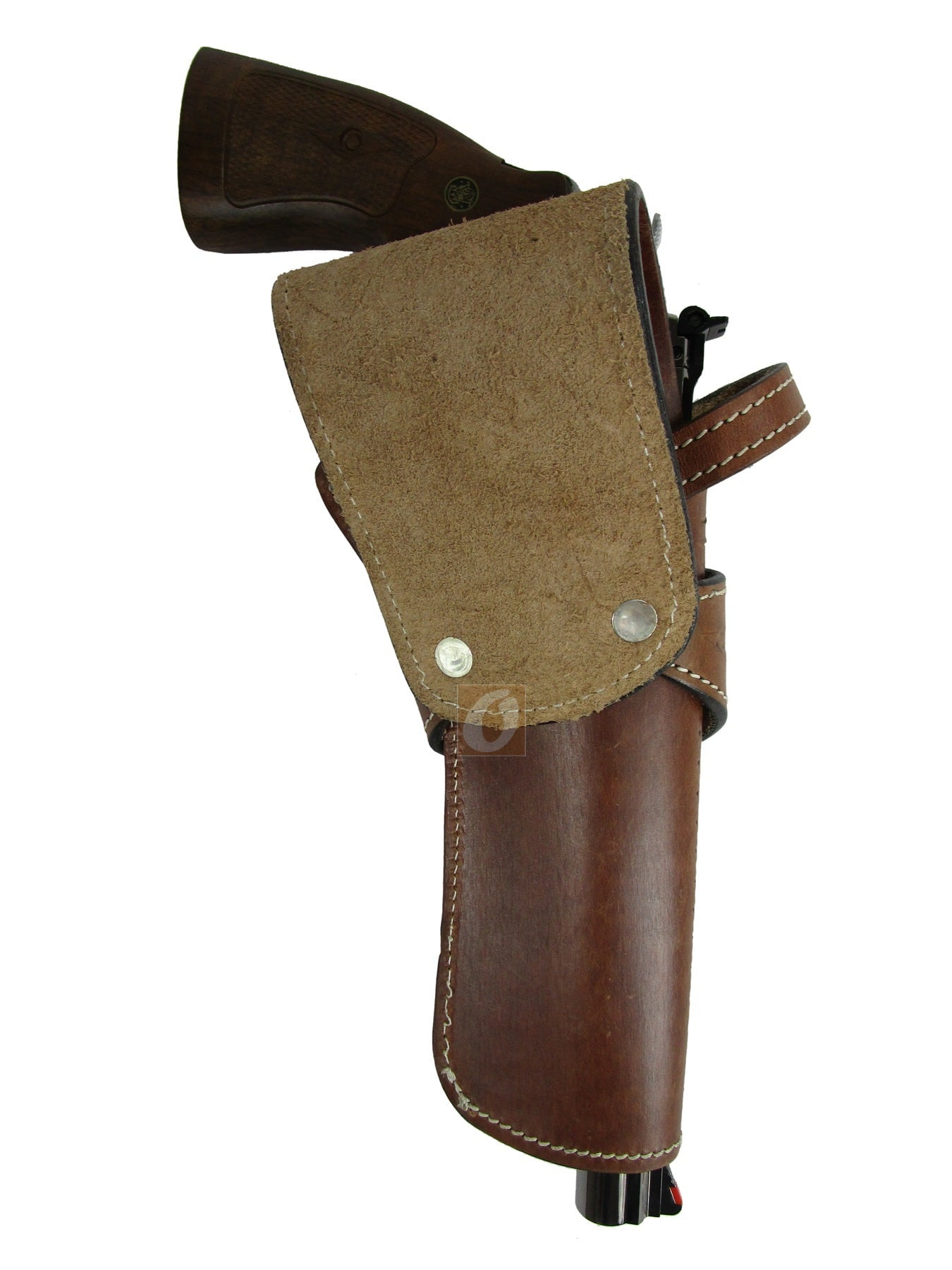Leather Holster Sea Shell Tooled Long Barrel Western Gun Cover Tan Color - Left Handed