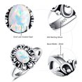 thumbnail image 3 of JQUEEN Opal Flower Ring 925 Sterling Silver Boho Ring Statement Ring for Women, 3 of 5