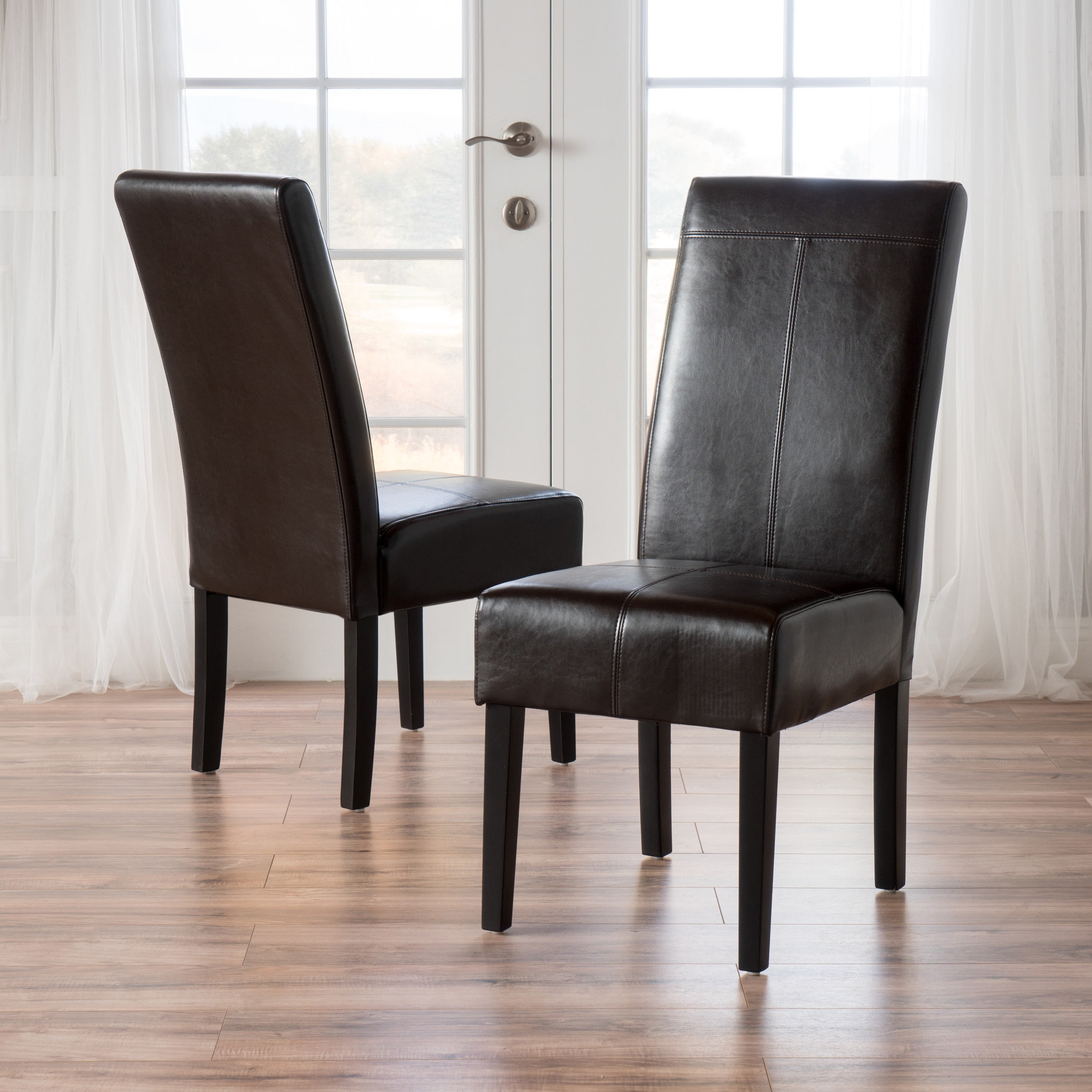 Emilia Chocolate Brown Leather Dining Chairs (Set of 2) Walmart Canada