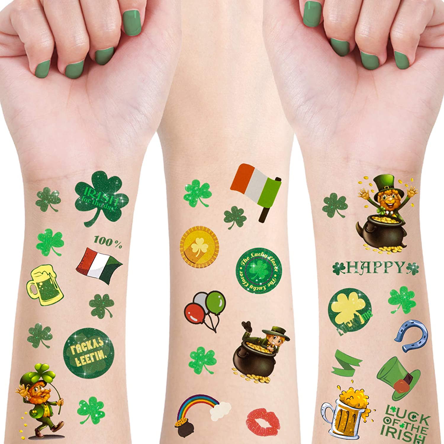 St Patricks Day Shamrock Tattoo Sheets 2 Count  Walmartcom