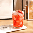 thumbnail image 3 of Vaso de 450ml, vaso de agua, botella de agua con pajita y tapa sellada, taza de café de vidrio, taza de té helado, 3 of 5