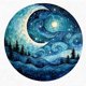 thumbnail image 5 of Hilo de bordar de algodón completo, 11CT, estampado de bosque claro de luna, punto de cruz, 50x50cm, 5 of 9