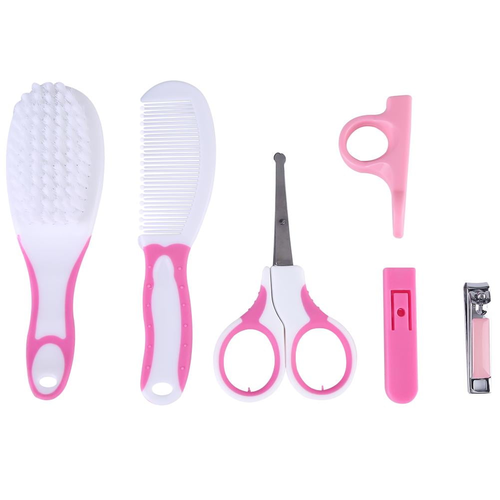 Mgaxyff 6pcs Convenient Daily Baby Nail Clipper Scissors Hair Brush Comb Manicure Care Kit, Manicure Tool, Baby Hair Brush