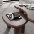 thumbnail image 6 of MAYEERTY 48" Cashew - Shaped Coffee Table Set, Modern Solid Wood Irregular Side Table for Living Room, Walnut, 6 of 10