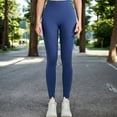 thumbnail image 2 of High Waist Ribbed Seamless Leggings with Sculpting Fit - Medium, Navy, 2 of 6