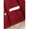 thumbnail image 5 of Mikrdoo Kids Girls Christmas Outfits Big Girls Skirts Set Lapel Button-down Jacket Patchwork Skirts Beret 3Pcs Clothing 13-14 Years Red, 5 of 8