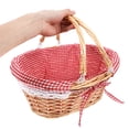 thumbnail image 3 of Zehuanyu Red Rattan Picnic Basket with Wheelbarrow Wheel, Shopping Basket 32x25x14 cm, and Portable, 3 of 8