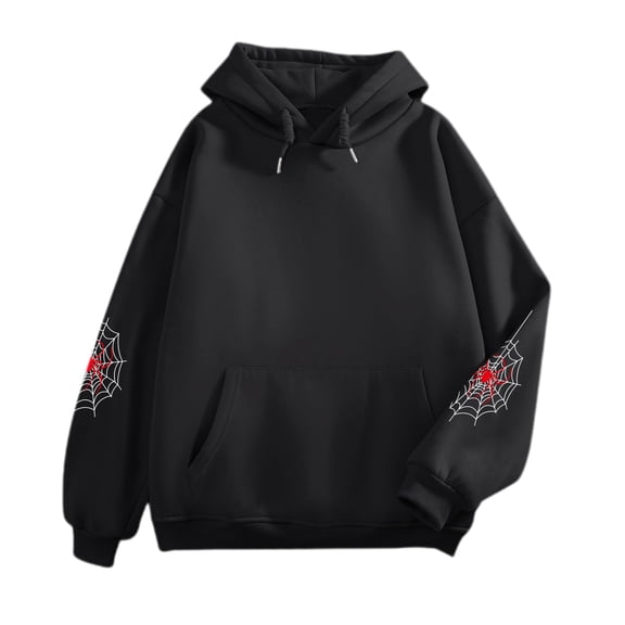 Halloween Sweatshirt Spider Web Print Zip Jacket Superhero Hooded Casual Hoodies for Women Festive Holiday Party Street Style Black 3XL