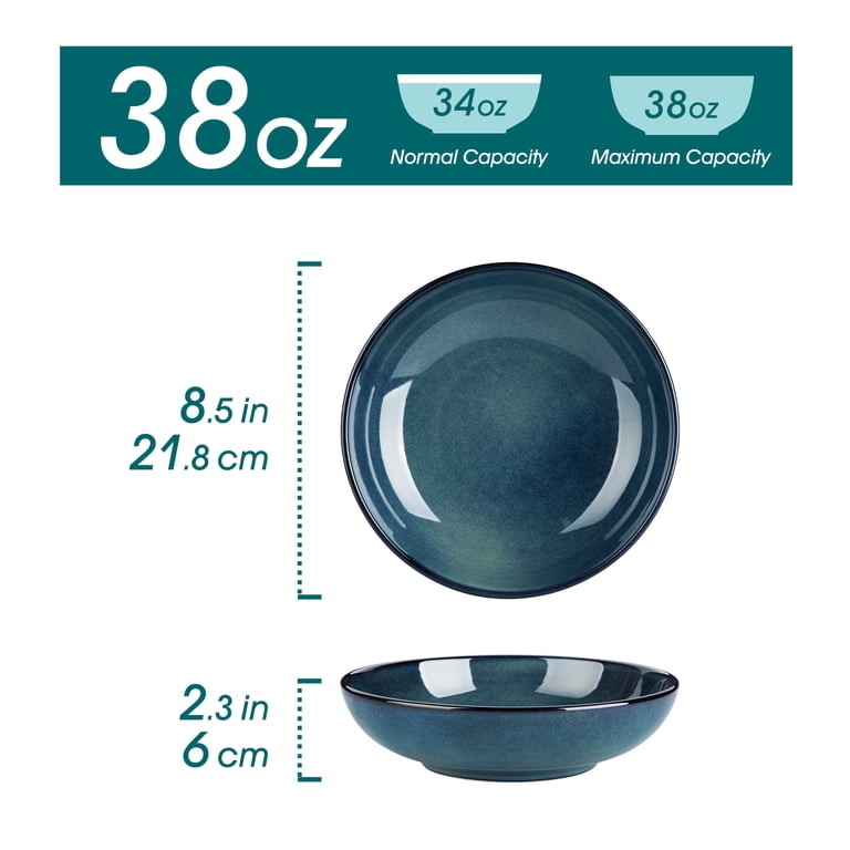 Vancasso Pasta Bowls Set of 6, 38 oz Porcelain, Green photo 7