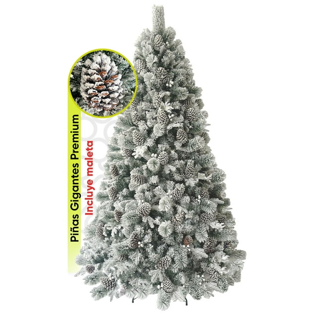 Árbol De Navidad Nevado 2.50m Premium * Piñas Gigantes * Alberta Spruce Artego Nieve Pino Artificial Frondoso Navideño + Maleta De Almacenamiento Christmas Tree Decoración Navideña Flocked Snow