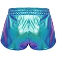 thumbnail image 2 of Zaldita Kids Girls Metallic Dance Shorts Gymnastics Shorts Sparkle Tumbling Bottoms Drawstring Athletic Shorts Dancewear Blue 110, 2 of 7