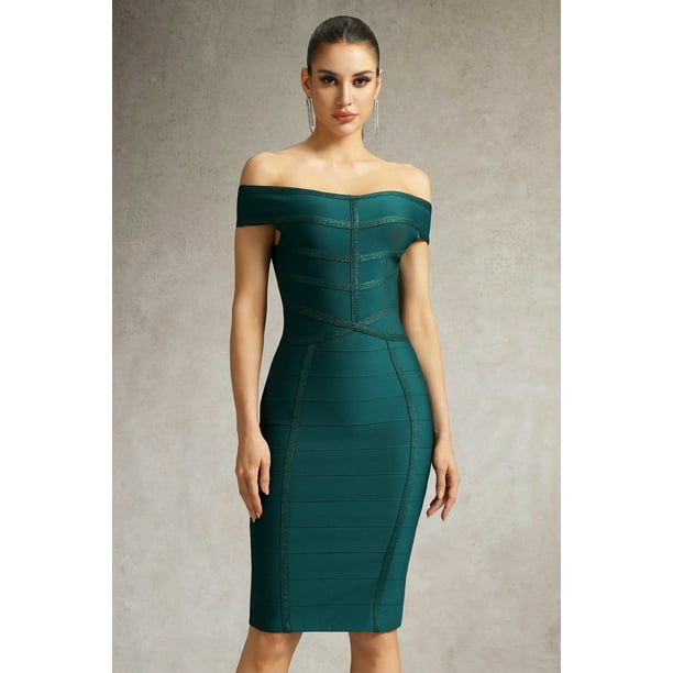 Vestido Bellabarnetten Fantine con hombros descubiertos, vendaje midi