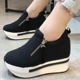 thumbnail image 6 of Mostsola Sneakers for Women Platform Slip on Shoes Wedges Heels Casual Zipper Canvas Shoes, 6 of 7