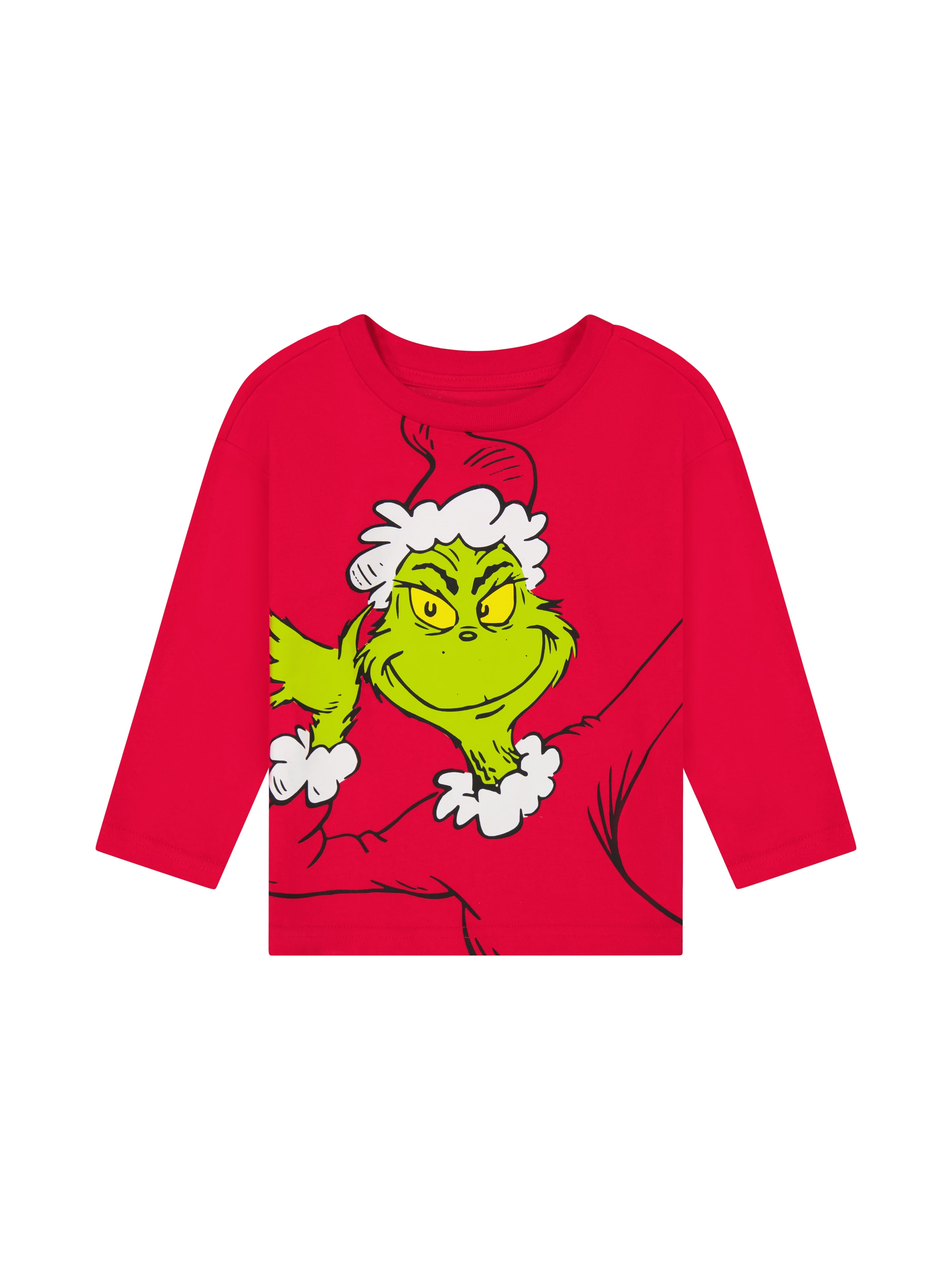 Dr. Seuss The Grinch Toddler Unisex Long Sleeve Red Tee Shirt, Sizes 12M-5T