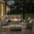 thumbnail image 3 of OPOHORO 8PCS Patio Furniture Set with Propane Fire Pit, Gray Wicker Rattan Furniture Set for Outside with Sectional Couch Patio Swivel Chairs Rectangular Propane Firepit Table - Gray, 3 of 15