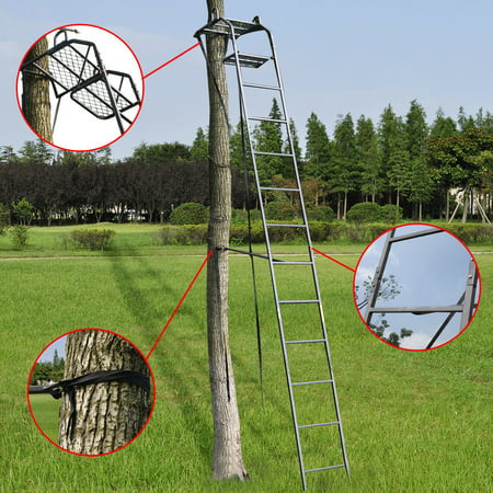 GHP 15-Feet 300-Lbs Weight Capacity Hunting Ladder Tree Stand with Safety