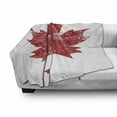 thumbnail image 3 of Leaves Soft Flannel Fleece Throw Blanket, Autumn Foliage Silhouette Grunge Effect Worn out Design Monochrome Nature, Cozy Plush for Indoor and Outdoor Use, 50" x 60", Scarlet and White, by Ambesonne, 3 of 6