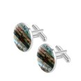 thumbnail image 2 of PhooArto Men's Classic Stainless Steel, Vintage Star on Rustic Wood Plank Cufflinks Business Wedding Shirts, Silver, 2 of 7