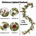 thumbnail image 7 of Holloyiver Christmas Garland with Lights, 5.9 FT Battery Operated Artificial Greenery Garland, 20 LEDs, Pine Cones and Red Berries for Mantle, Front Door, Stairs Railing Decoration, 7 of 7
