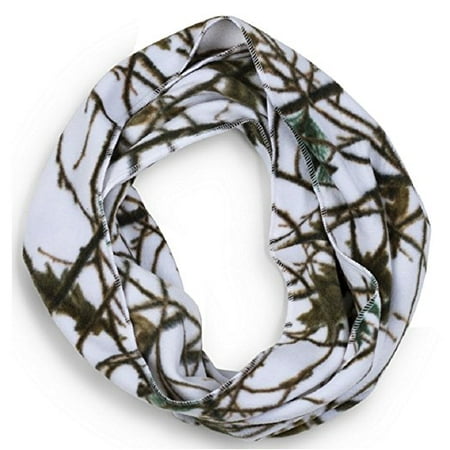 Camouflage Scarf - Women's White Fleece Camo Infinity Scarf Snow Forest White Camo