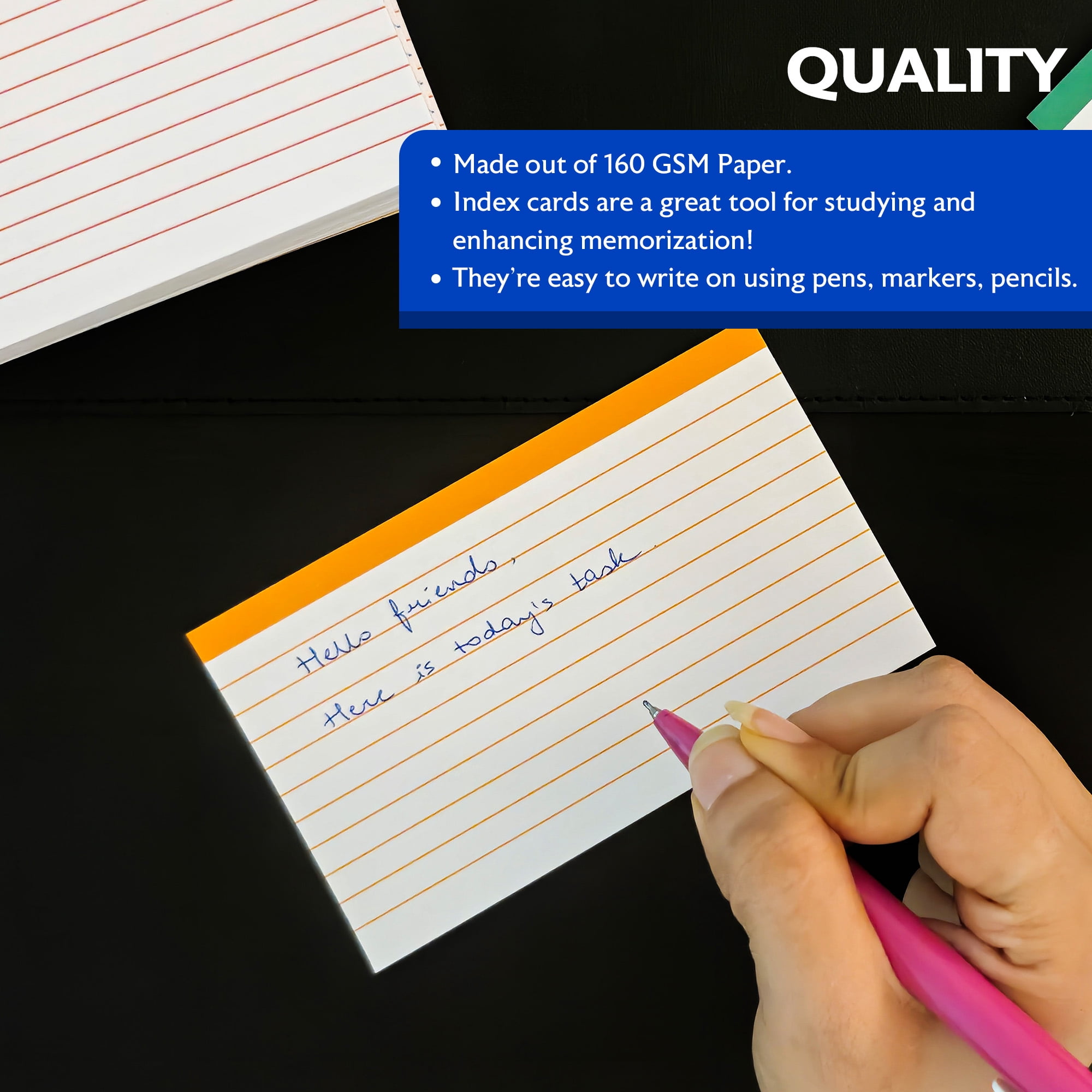 BAZIC Ruled Color Coded Index Card 3" X 5", Ruled Lined Card, 3600 Count