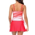 thumbnail image 6 of Jacenvly Plus Size Swimsuit for Women Swimdress Two-Piece Swimwear with Flared Skirt Bikini Bathing Suits Red, 6 of 9