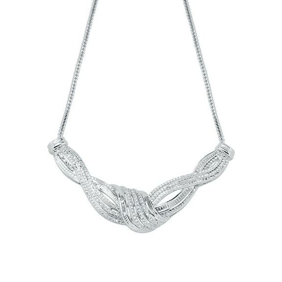 Arista 1/2 Ct Diamond Twisted Necklace in Silver Tone over Brass, 18" (I-J, I3)