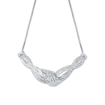 Arista 1/2 Ct Diamond Twisted Necklace in Silver Tone over Brass, 18" (I-J, I3)