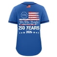 thumbnail image 4 of Men's 250th Anniversary Patriotic Baseball Jersey 1776-2026 America Flag Short Sleeve Button Down Tops Casual Vintage Printed Shirts 2026 Blue XL, 4 of 4