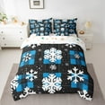 thumbnail image 2 of Feelyou Winter Snowflake Twin Bedding Sets 7-Piece, Christmas Festival Bedding Comforter Set, Vintage Plaid Buffalo Reversible Sheet Sets, Lightweight Room Decor, 2 of 7