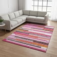 thumbnail image 2 of HomeRoots 675762 10 x 14 ft. Blush Orange & Gray Striped Washable Machine Made Rectangle Area Rug with UV Protection, 2 of 9