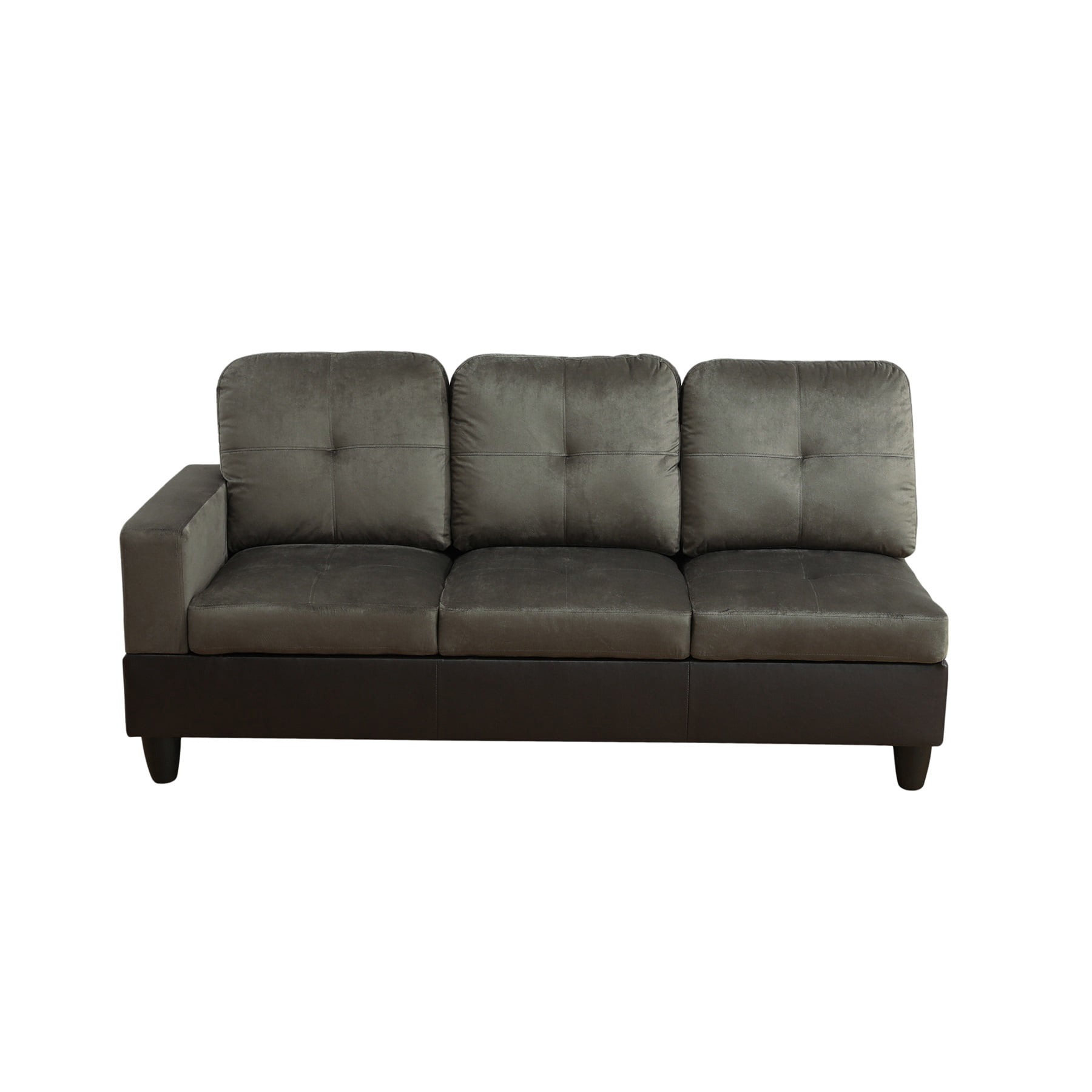 Hommoo Flannel & PVC L-Shaped Sectional Couch and Sofa Set, Modern Living Room Furniture Set, Right Side, Taupe