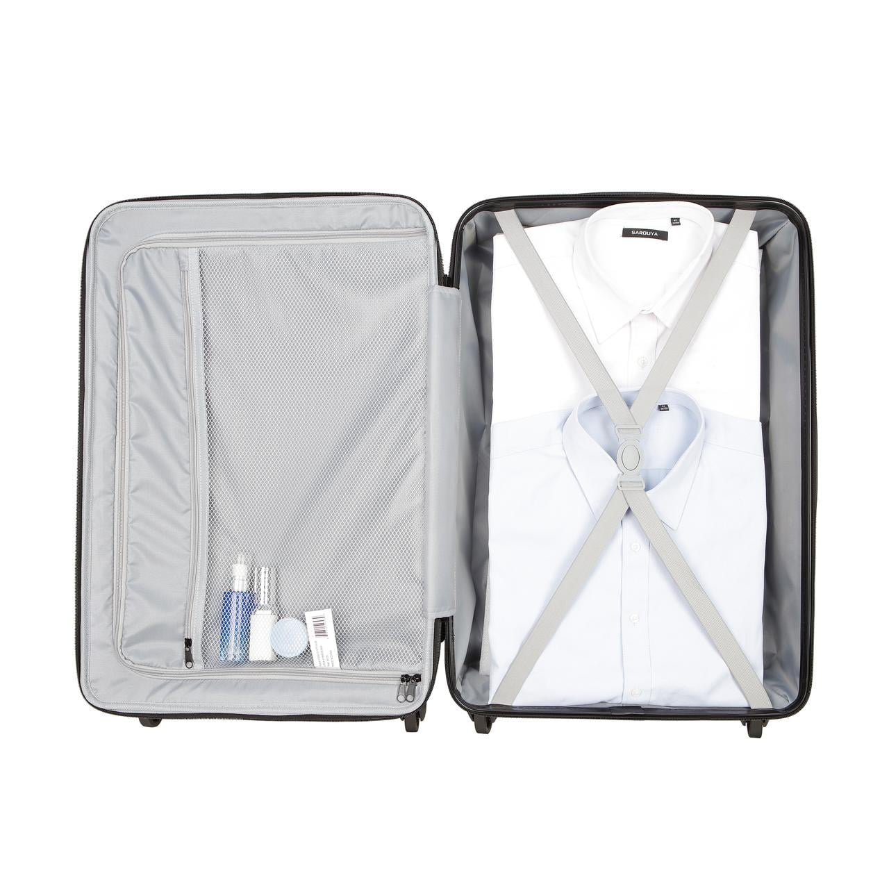 Protege Vacationer 28-inch Checked Expandable Hardside Luggage With 360-Spinner Wheels and Divider Pockets, Silver