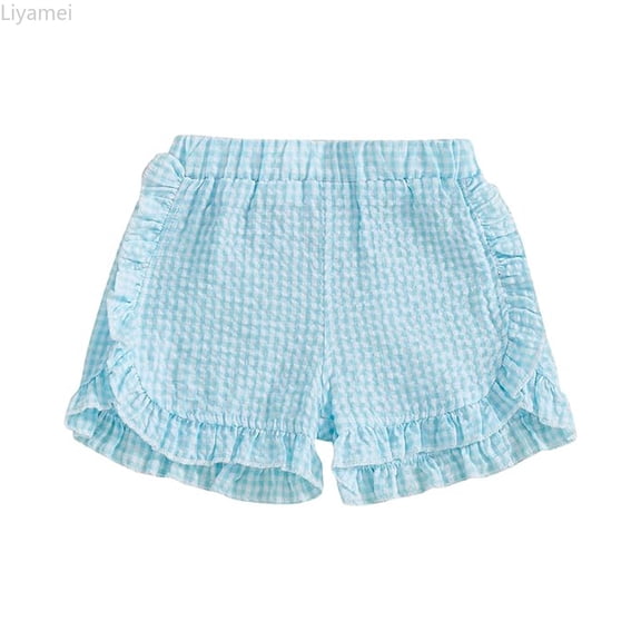 Liyamei Toddler Baby Girl Ruffle Shorts Plaid Elastic Waist Shorts Bottoms Casual Summer Outfit Size 9-12 Months
