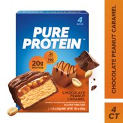 Pure Protein Bars, Chocolate Peanut Caramel, 20g Protein, Gluten Free, 1.76 oz, 4 Ct 1 Pack