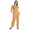 thumbnail image 5 of Inkmeso Womens 2Pcs Solid Nightwear Set Short Sleeves Top & Pajama Sets Soft Cotton Loungewear, 5 of 7