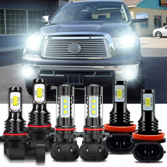 For Toyota Tundra 2007-2013 Combo 6X 6000K White LED Headlight High Low Beam Fog Light Bulbs Kit