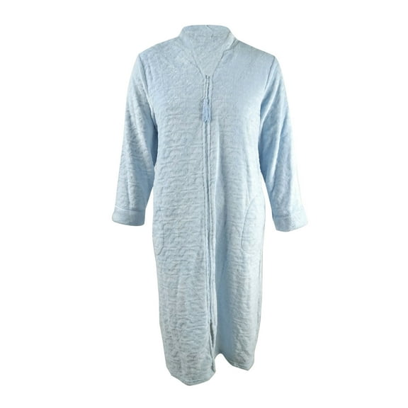 Miss Elaine Women's Jacquard Cuddle Fleece Long Zipper Robe