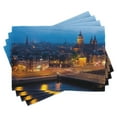 thumbnail image 1 of Ambesonne City Place Mats Set of 4, Amsterdam Famous Travel, Standard Size, Blue Marigold Tan, 1 of 6