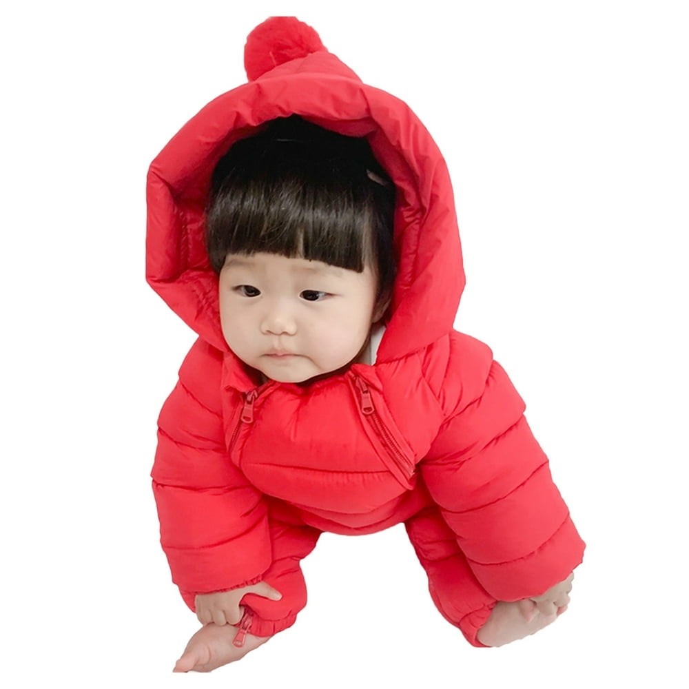 kpoplk Kids Puffer Jacket Toddler Baby Boys Girls Winter Jacket Simple Solid Hooded Windproof Snow Coat Parka Outwear Light Puffer Jacket Black