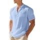 thumbnail image 2 of Ceisia Men's Slim Fit Short Sleeve Henley Shirt with Chest Pocket Casual Summer Top Light Blue XXXL Gifts, 2 of 9