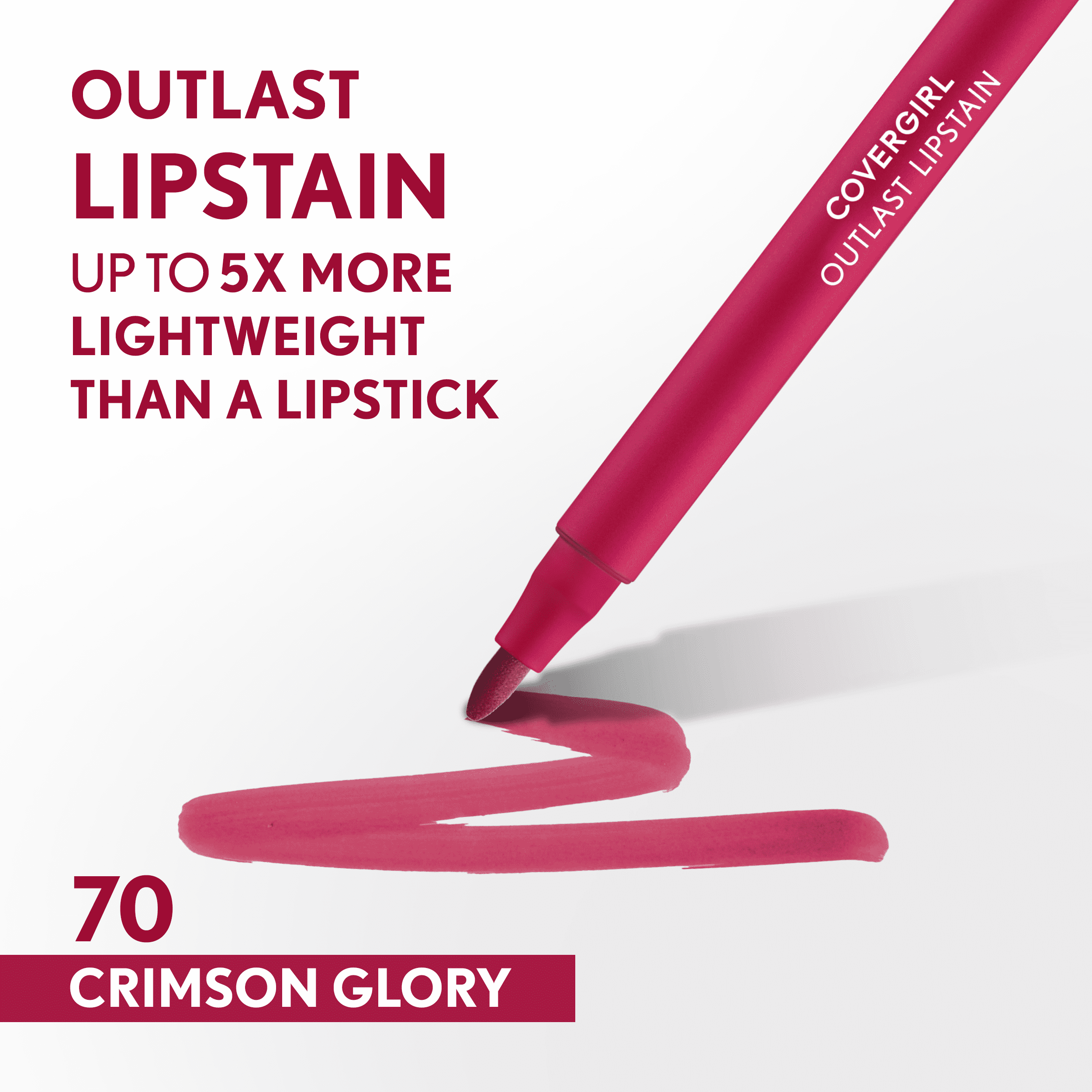 COVERGIRL Outlast Lipstain, 70 Crimson Glory, Pink, 0.05 fl oz