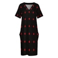 thumbnail image 6 of Red Dots on Black Loose Pocket Dress Dresses Summer Summer Dresses for Women, 6 of 9