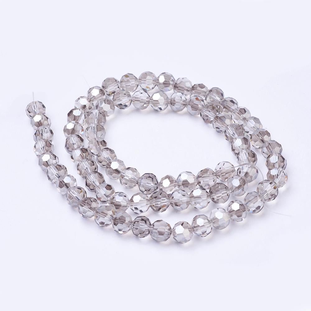 Glass Beads Strands Faceted(32 Facets) Round Gainsboro 8mm Hole: 1.5mm about 66~67pcs/strand 15.12 inch~15.35 inch(38.4~39cm)