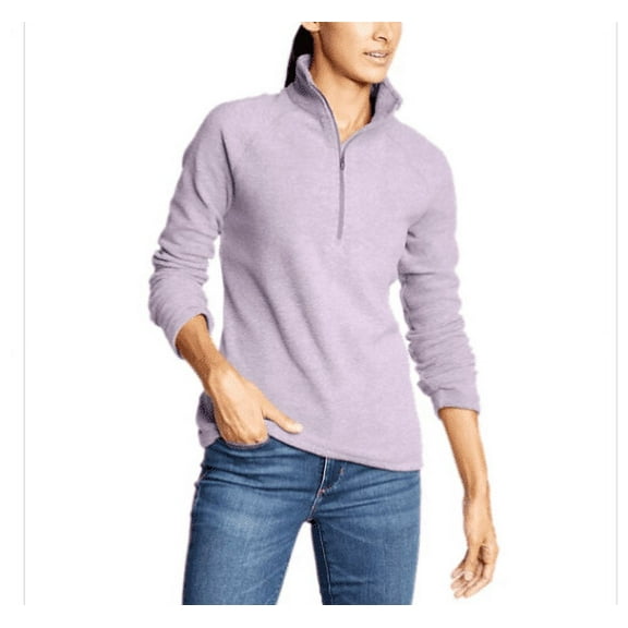 Eddie Bauer Womens Mock Neck Fleece Quarter Zip Pullover Dusty Lavender Size M