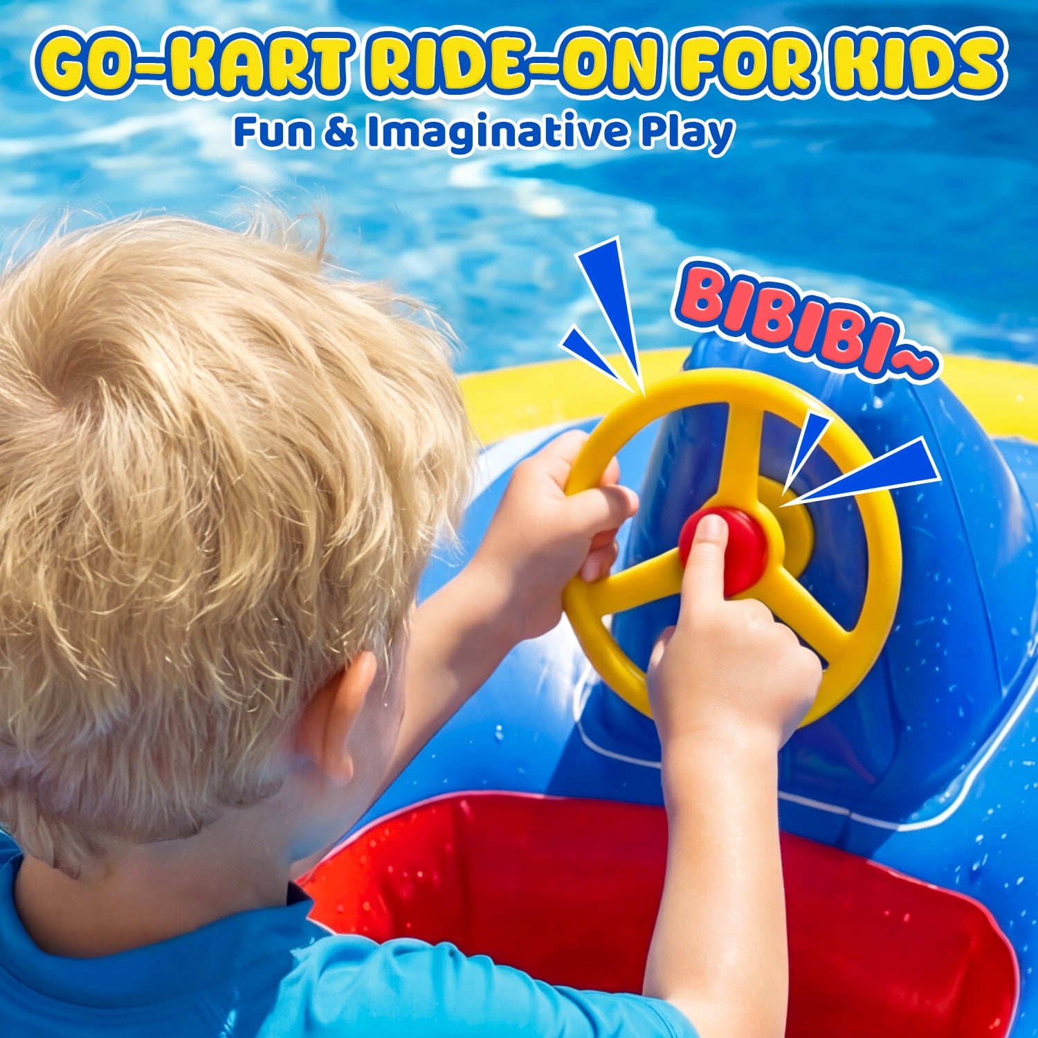 Pool Floats for Kids, Toddler Floaties with Water Blaster, Inflatable Ride-on for Boys Girls Age 3-8, Swimming Pool Toys, Outdoor Games, Water Toys