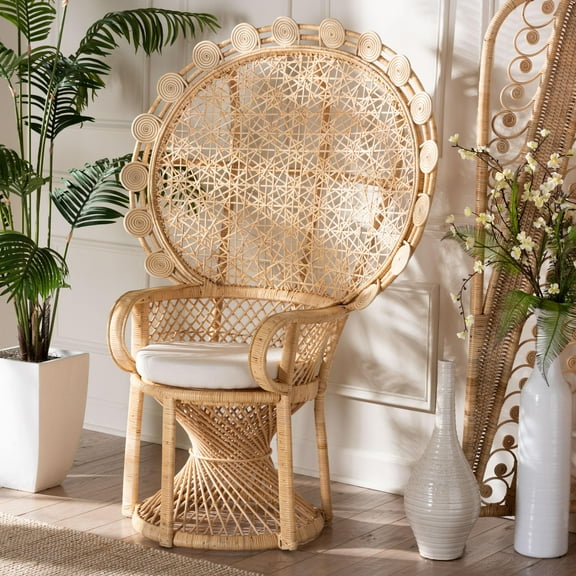 bali & pari Hecate Rattan BOHO Peacock Chair, Natural Brown